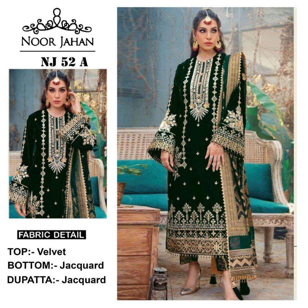 NJ-52 BY NOOR JAHAN DESIGNER 9000 VELVET EMBROIDERY PAKISTANI DRESSES