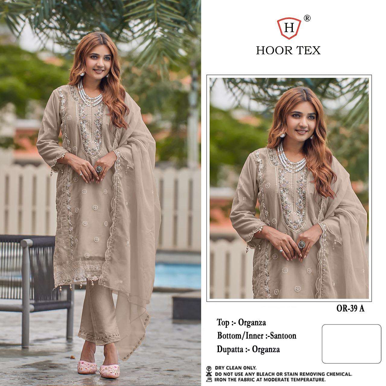 OR-39 COLOURS BY HOOR TEX DESIGNER ORGANZA EMBROIDERED PAKISTANI DRESSES