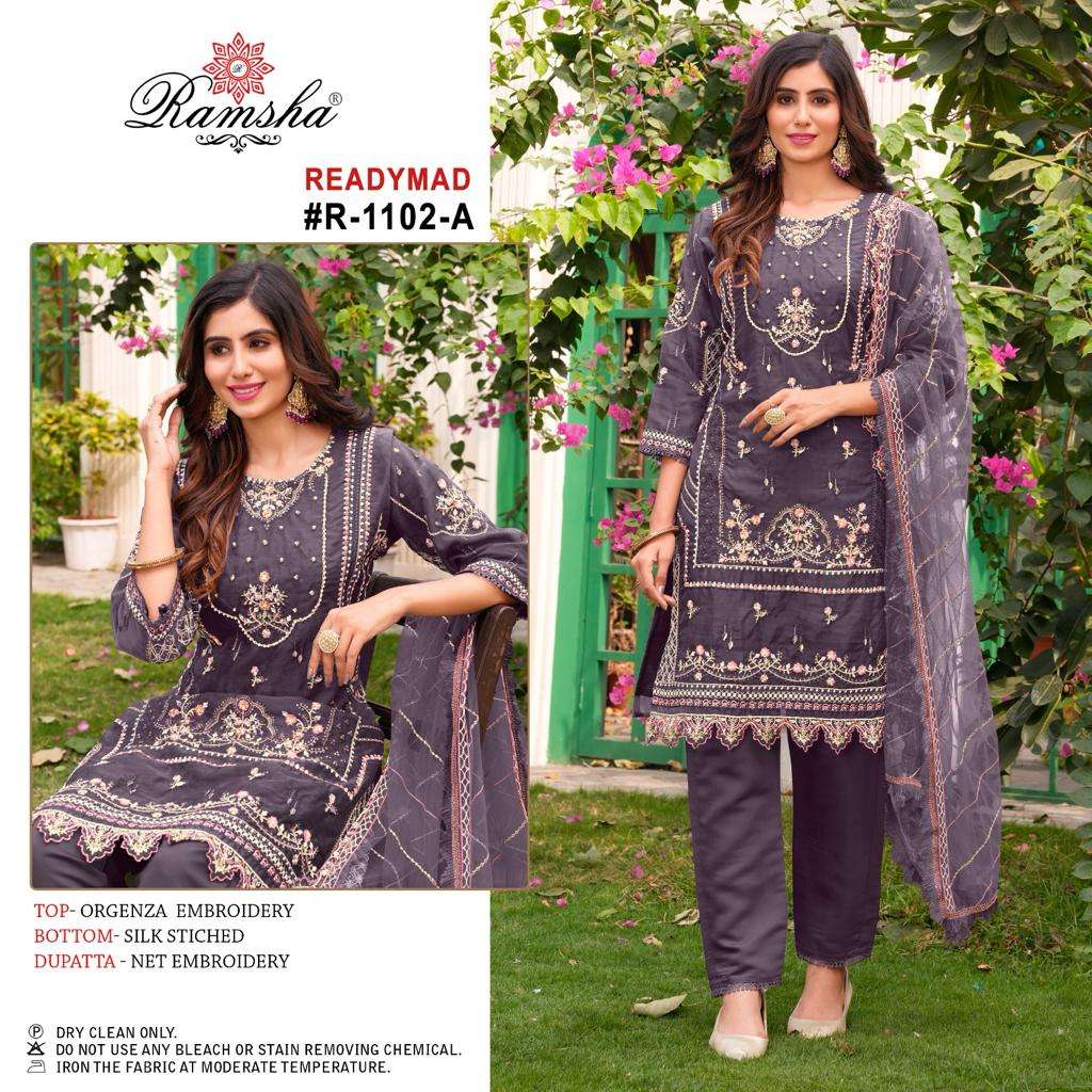 R-1102 COLOURS BY RAMSHA HEAVY EMBROIDERED FACNY ORGENZA PAKISTANI DRESSES