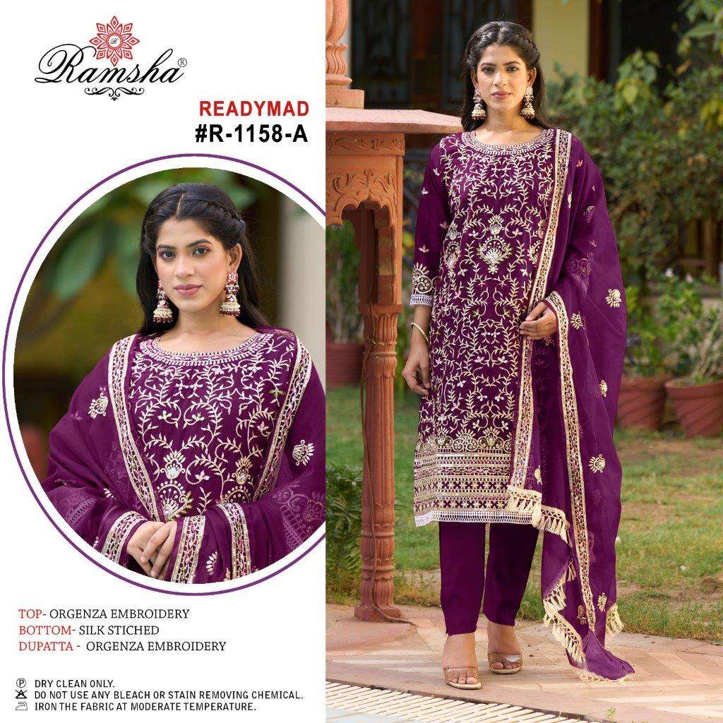 R-1158 COLOURS BY RAMSHA HEAVY EMBROIDERED ORGANZA PAKISTANI DRESSES