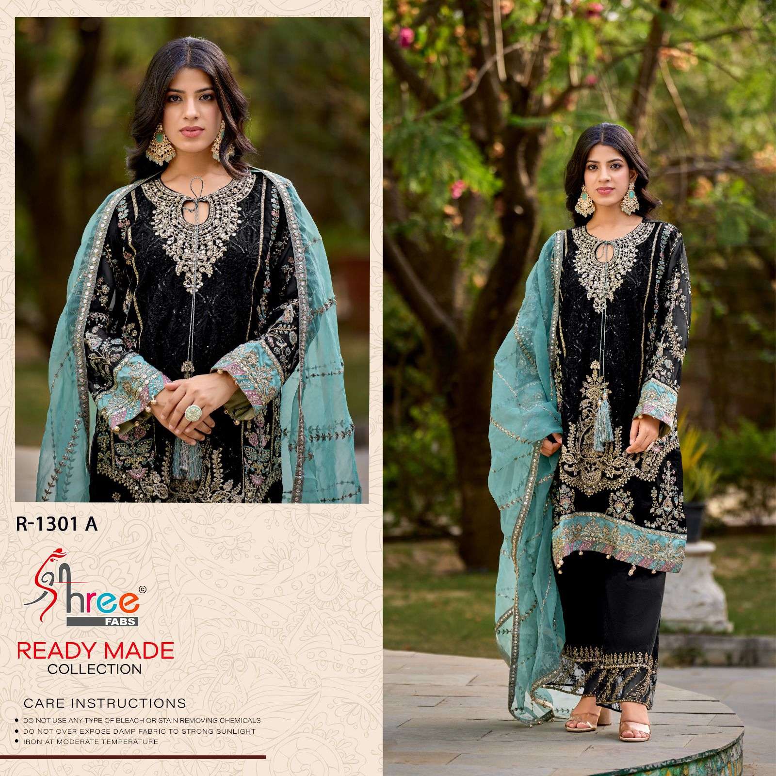 R-1301 COLOURS BY SHREE FABS HEAVY EMBROIDERED ORGANZA PAKISTANI DRESSES