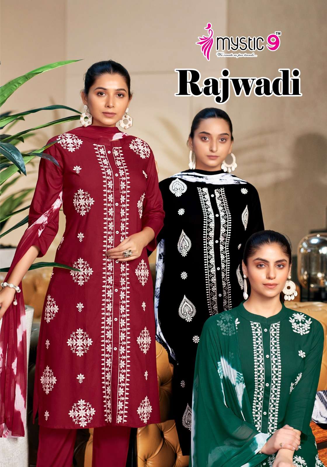 RAJWADI VOL-01 BY MYSTIC 9 1001 TO 1008 SERIES FANCY RAYON FOIL PRINT DRESSES