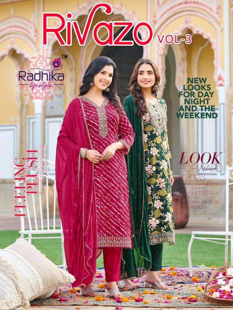 RIVAZO VOL-03 BY RADHIKA LIFESTYLE 1001 TO 1006 SERIES RAYON PRINTED DRESSES