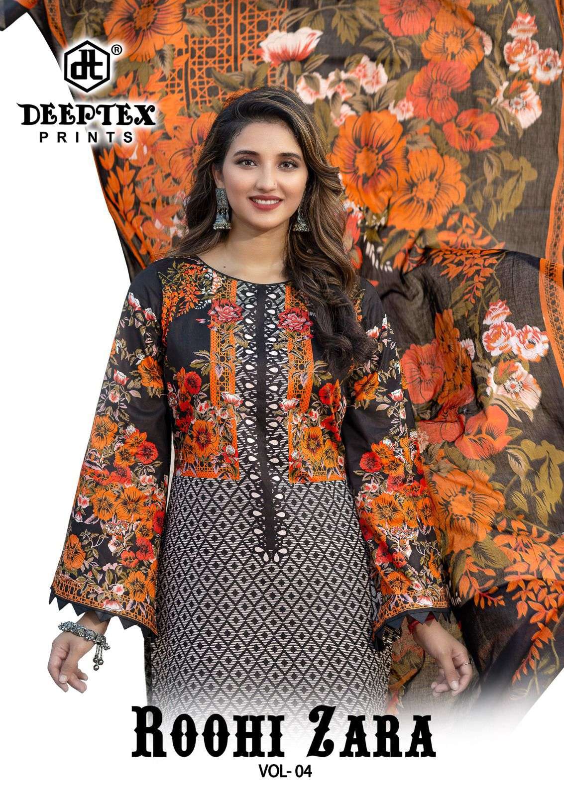 ROOHI ZARA VOL-04 BY DEEPTEX 4001 TO 4008 SERIES KARACHI LAWN PRINT DRESSES