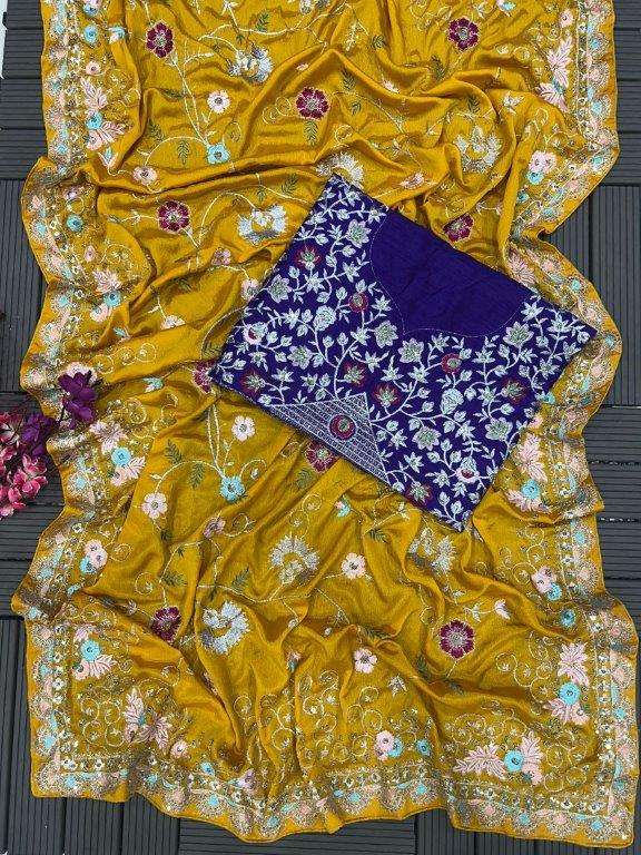 RX HIT COLOUR BY ASLIWHOLESALE HEAVY CHINON SAREES 