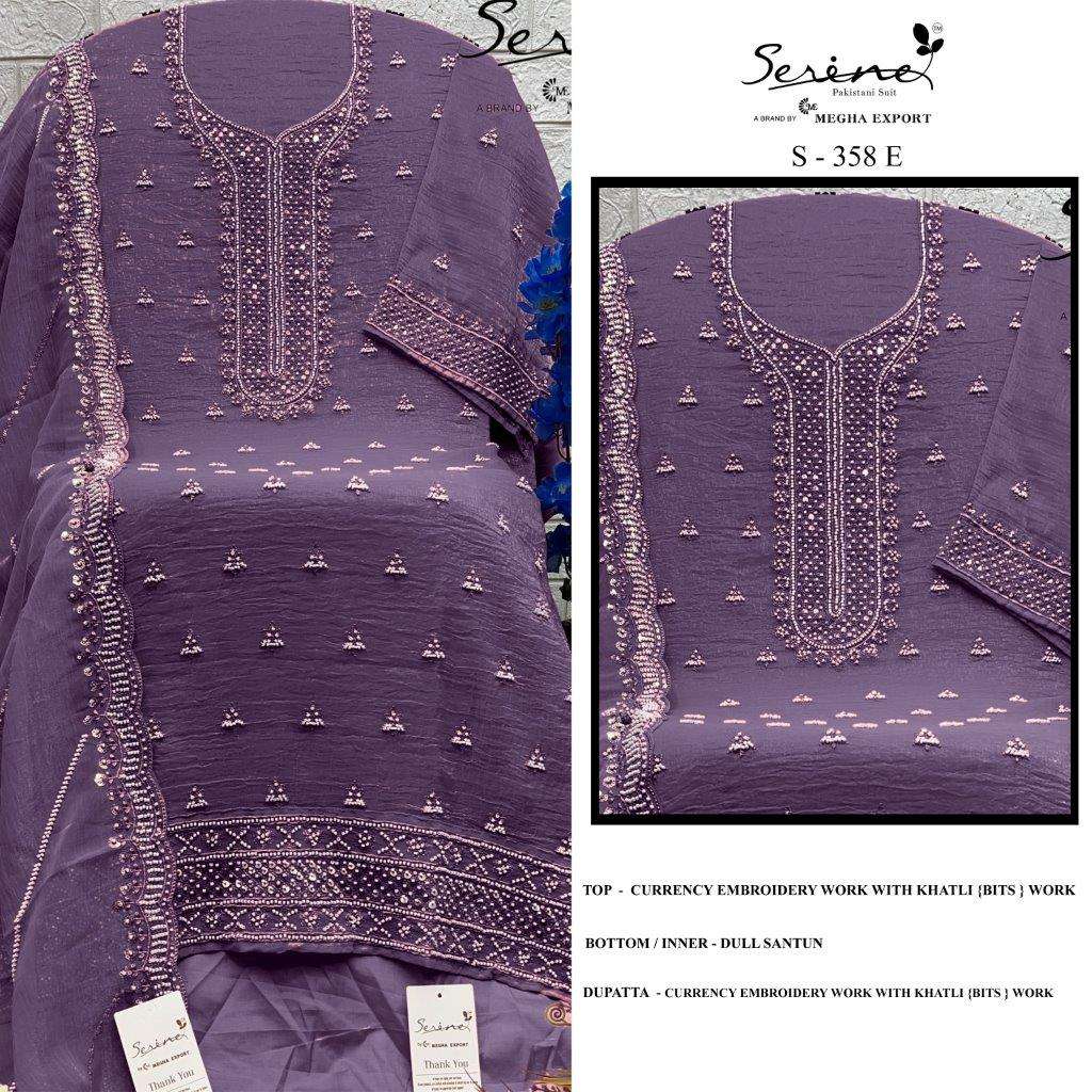 S-358 COLOURS BY SERENE DESIGNER FAUX GEORGETTE EMBROIDERY PAKISTANI DRESSES