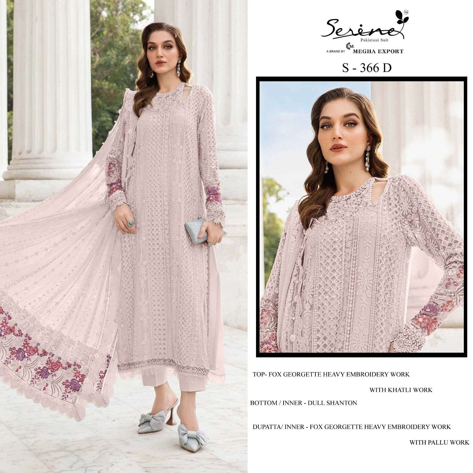 S-366 COLOURS BY SERENE DESIGNER GEORGETTE EMBROIDERY PAKISTANI DRESSES