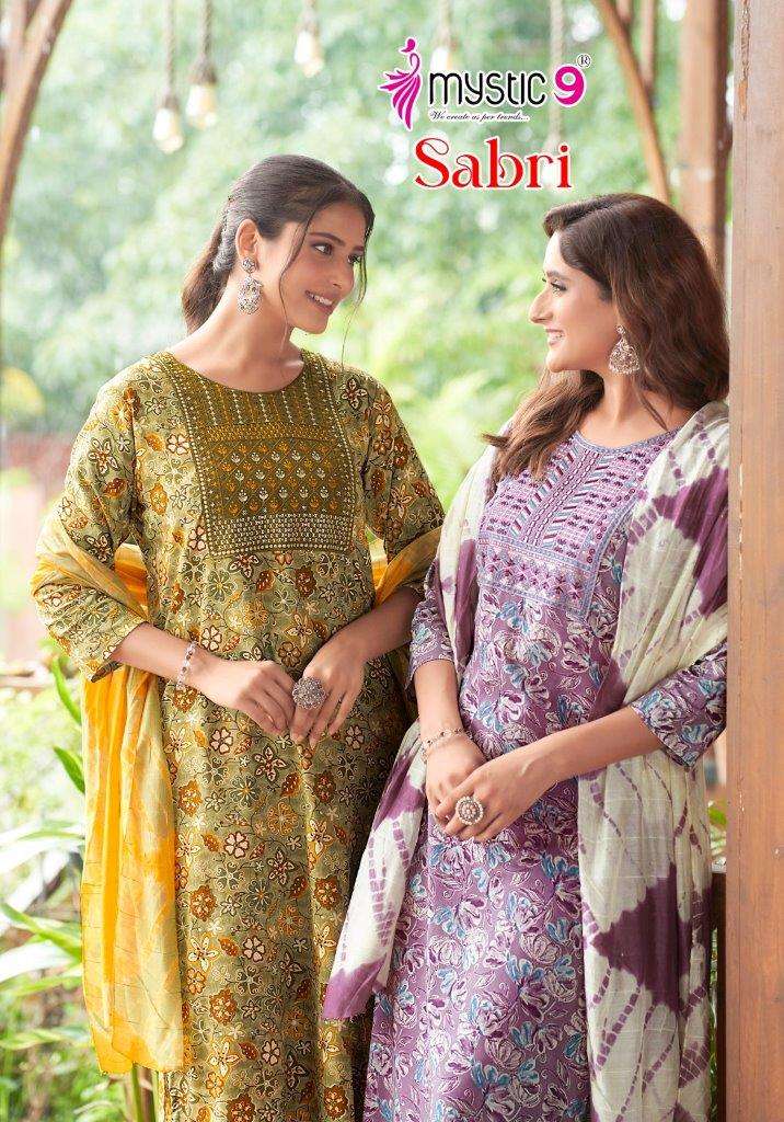 SABRI VOL-03 BY MYSTIC 9 1001 TO 1008 SERIES FANCY RAYON FOIL PRINT DRESSES