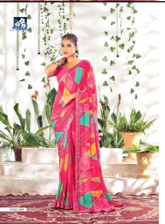 SAKSHI BY ADITYA FAUX GEORGETTE WITH DIGITAL PRINTED SAREES