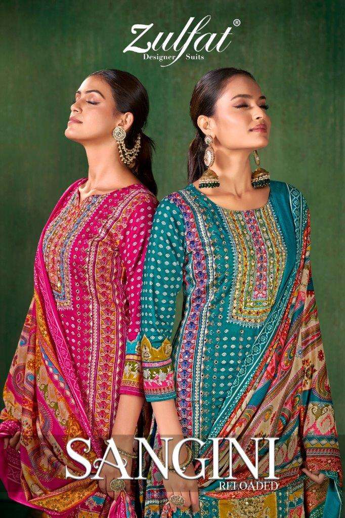 SANGINI BY ZULFAT 593-001 TO 593-006 SERIES DESIGNER COTTON PRINT DRESSES