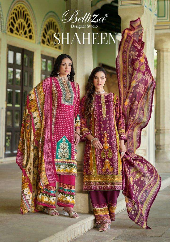 SHAHEEN VOL-01 BY BELLIZA 998-001 TO 998-008 SERIES VISCOSE RAYON DIGITAL PRINT DRESSES