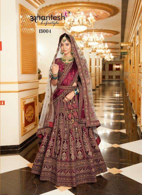 WEDDING BRIDE VOL-02 BY ANANTESH LIFESTYLE DESIGNER VELVET HANDWORK LEHENGAS