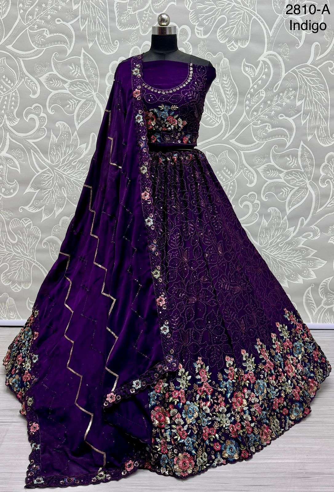 2810 HIT COLOUR BY ASLIWHOLESALE DESIGNER HEAVY CHINON LEHENGAS 