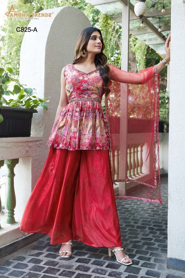 AMOHA C-825 BY AMOHA TRENDZ FANCY CHIFFON STITCHED INDO-WESTERN DRESSES