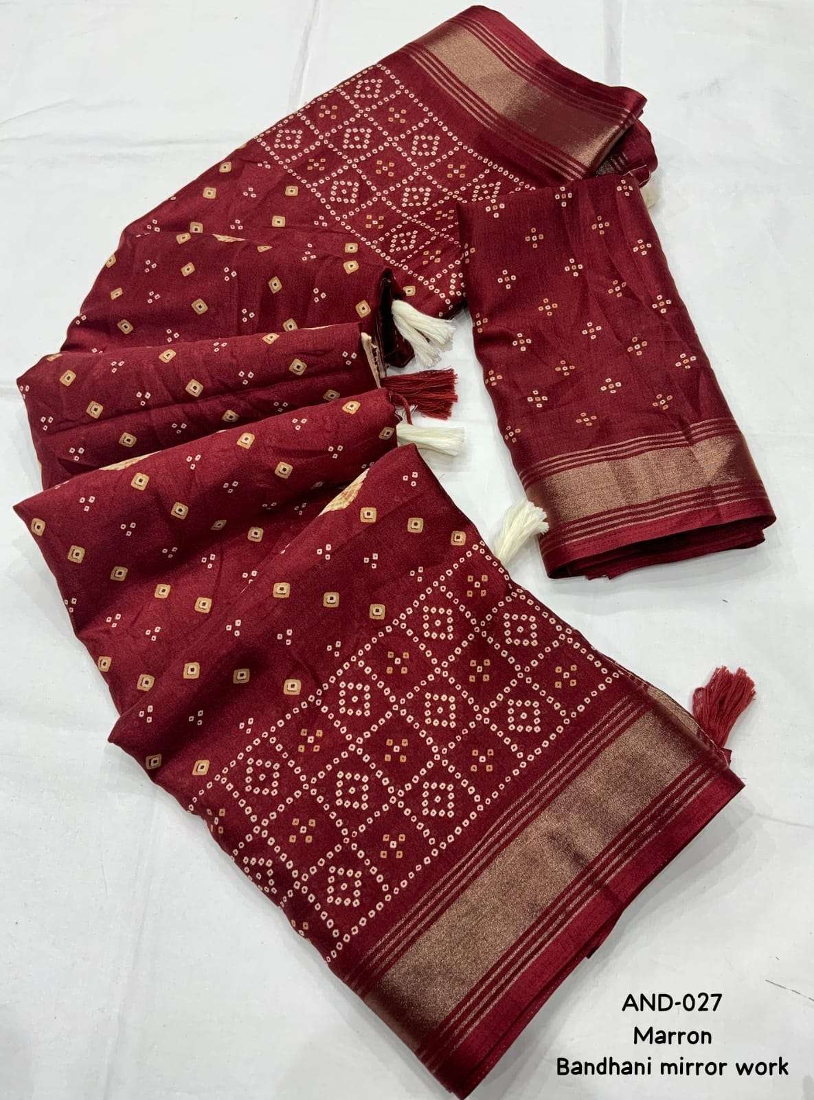 AND-027 BY ASLIWHOLESALE DESIGNER PURE COTTON BADHANI SAREES