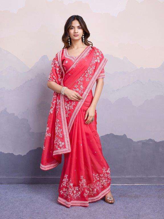 ANJALI BY ASLIWHOLESLAE DESIGNER PURE ORGANZA SILK SAREES