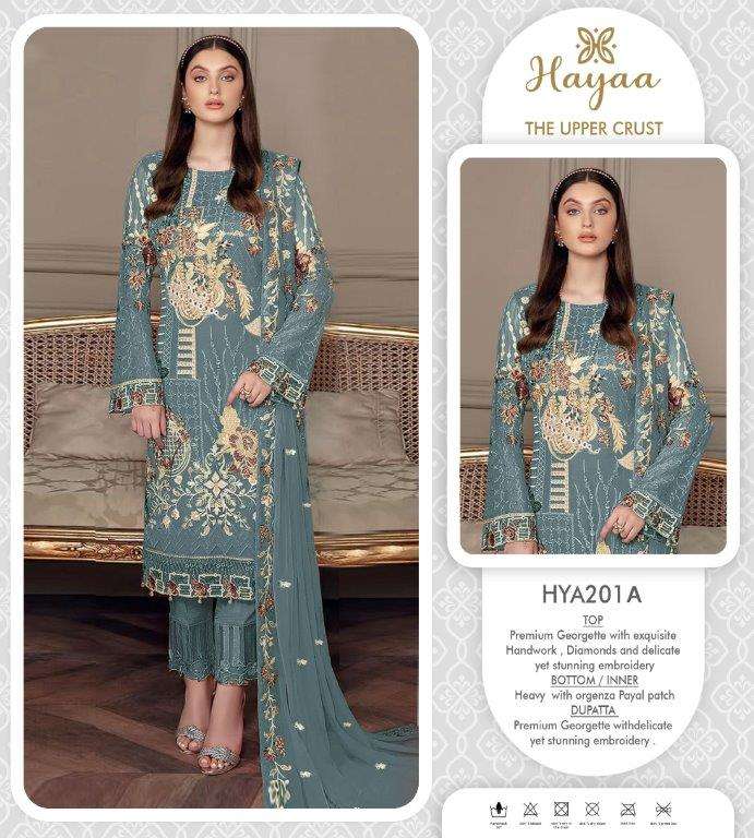 HAYA 201 COLOURS BY ASLIWHOLESALE GEORGETTE EMBROIDERED DRESSES 