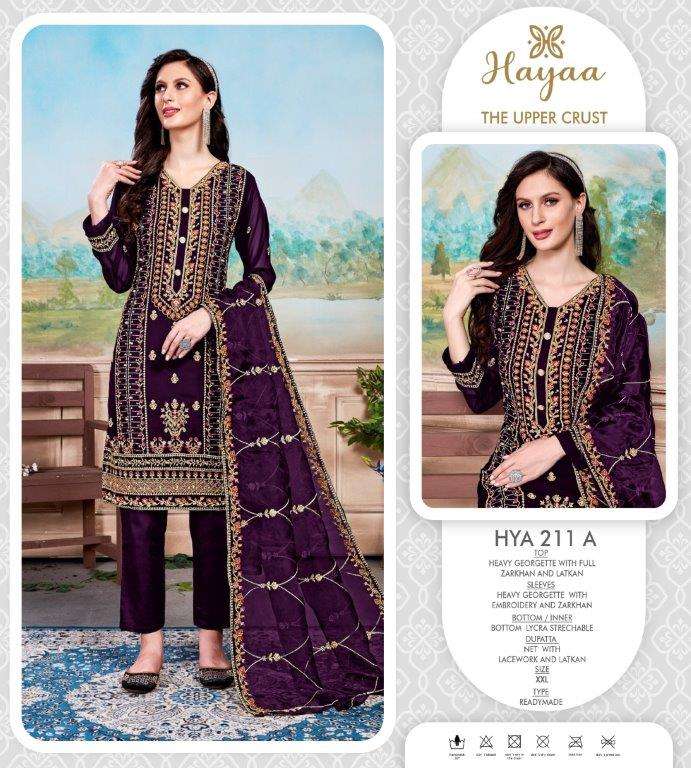 HAYA 211 COLOURS BY ASLIWHOLESALE GEORGETTE EMBROIDERED DRESSES 