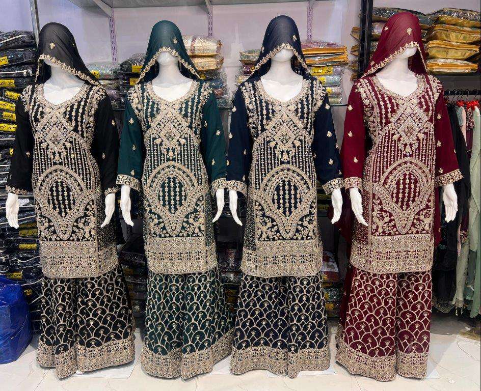 HUMERA BY ASLIWHOLESALE PURE GEORGETTE EMBROIDERY PAKISTANI DRESSES 