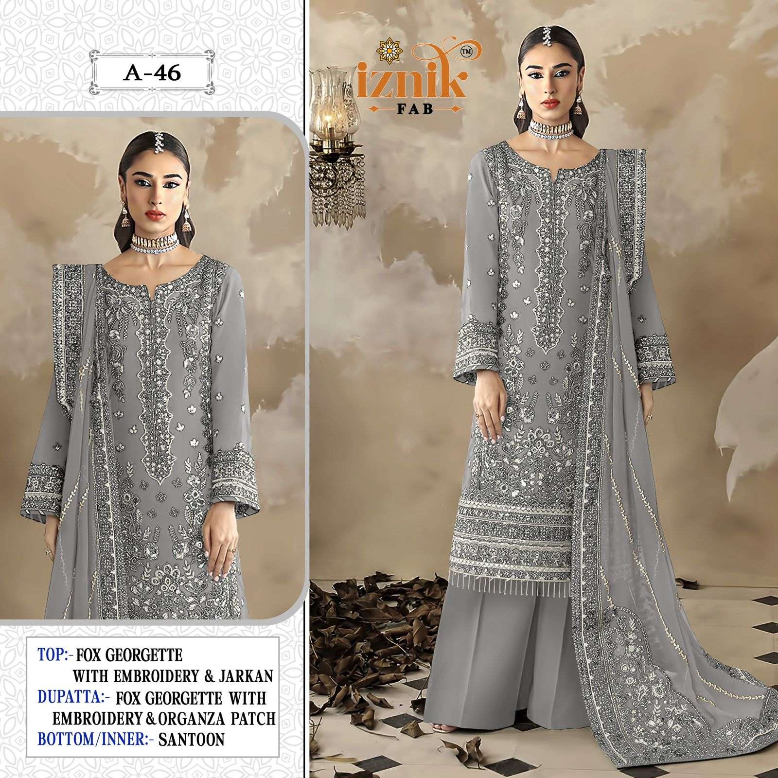 IF-46 COLOURS BY IZNIK FAB DESIGNER GEORGETTE EMBROIDERY PAKISTANI DRESSES