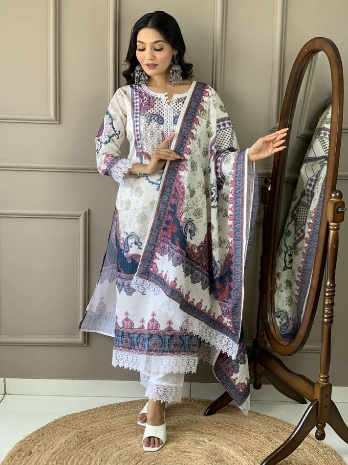 KF-2011 BY ASLIWHOLESALE DESIGNER FACNY KORA MUSLIN PRINTED DRESSES