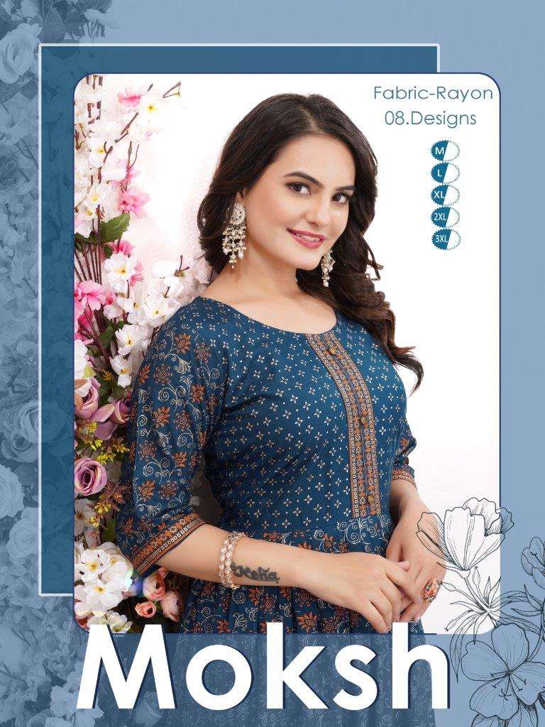 MOKSH VOL-03 BY ASLIWHOLESALE DESIGNER FACNY RAYON PRINT KURTIS 