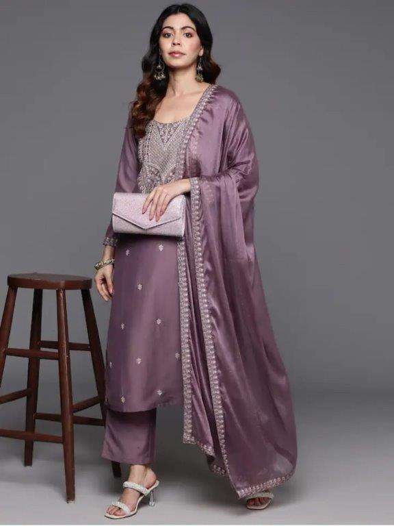 NANCY BY ASLIWHOLESALE DESIGNER PURE VISCOSE CHANDERI EMBROIDERY DRESSES