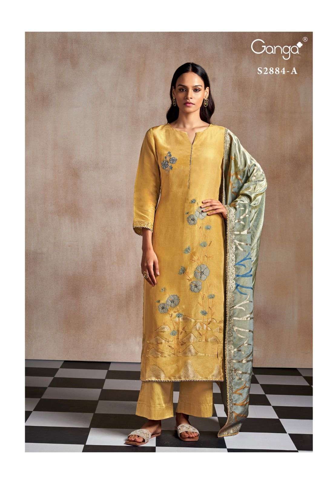 PIXIE BY GANGA FASHION S2884-A TO S2884-B PURE VISCOSE SILK DRESSES