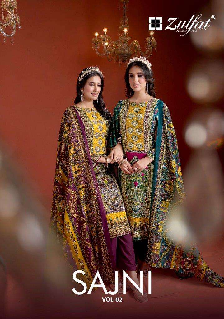 SAJNI VOL-02 BY ZULFAT 598-001 TO 598-006 SERIES DESIGNER JAAM COTTON PRINT DRESSES