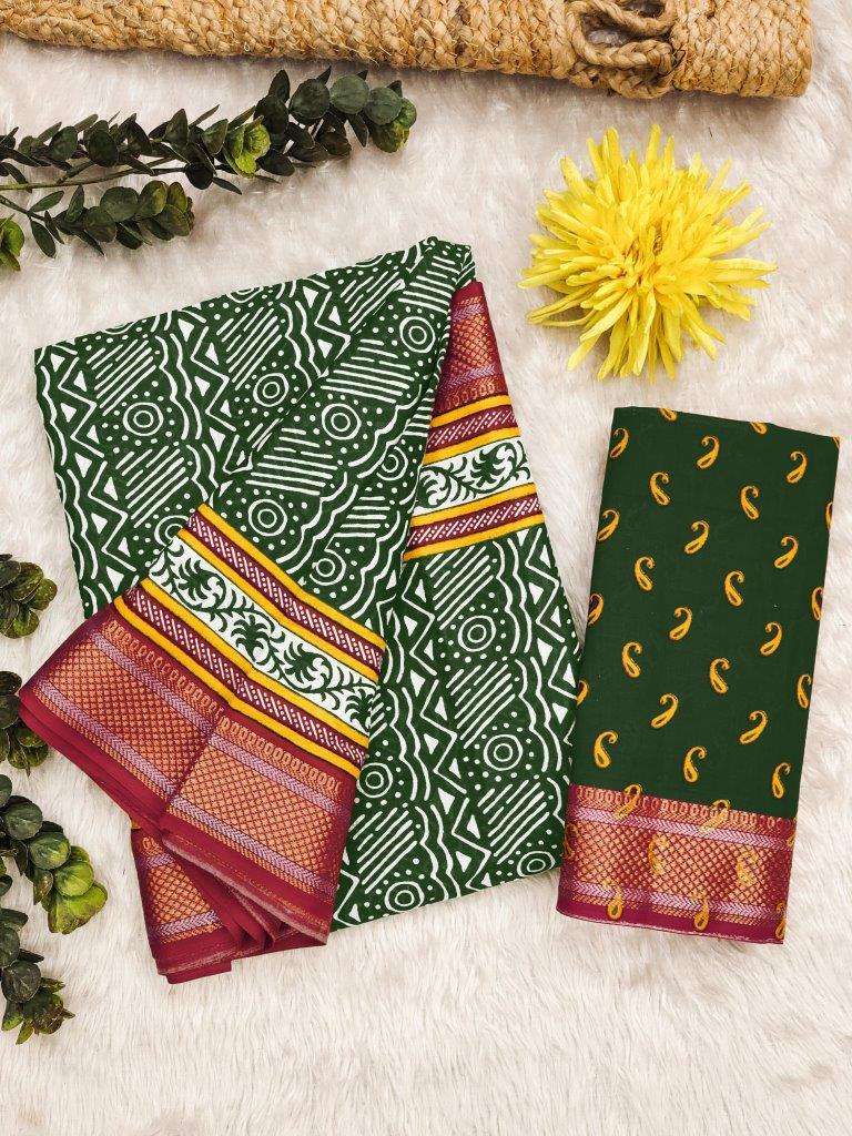 SM-303 BY ASLIWHOLESALE DESIGNER FANCY PLAIN COTTON PRINTED SAREES