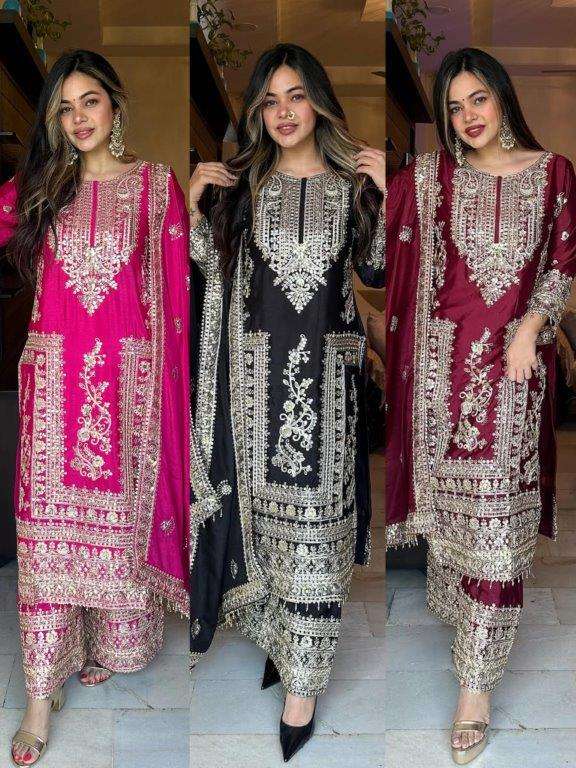 SRK-5146 BY ASLIWHOLESALE DESIGNER PURE CHINON SILK DRESSES 