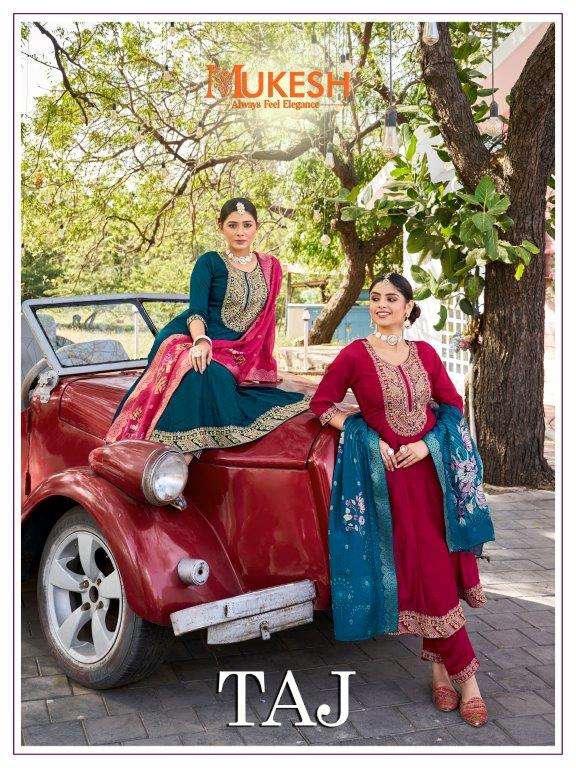 TAJ MUKESH BY ASLIWHOLESALE DESIGNER PURE VISCOSE SILK EMBROIDERED DRESS