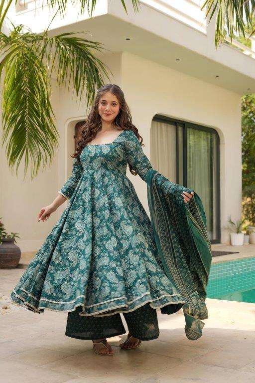 TD-6043 BY ASLIWHOLESALE DESIGNER PURE MUSLIN EMBROIDERY DRESS