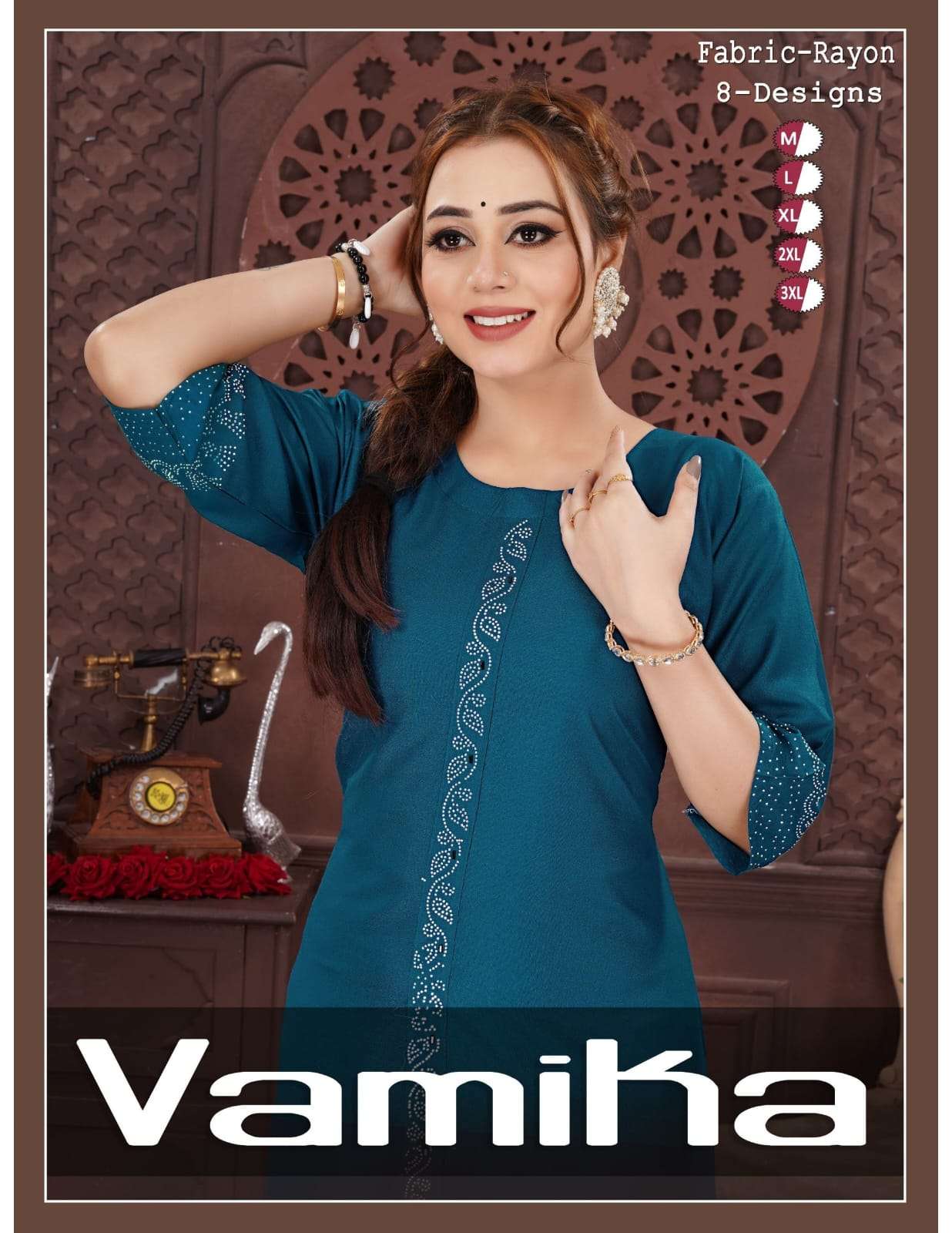 VAMIKA VOL-01 BY ASLIWHOLESALE DESIGNER FACNY RAYON PRINT KURTIS 