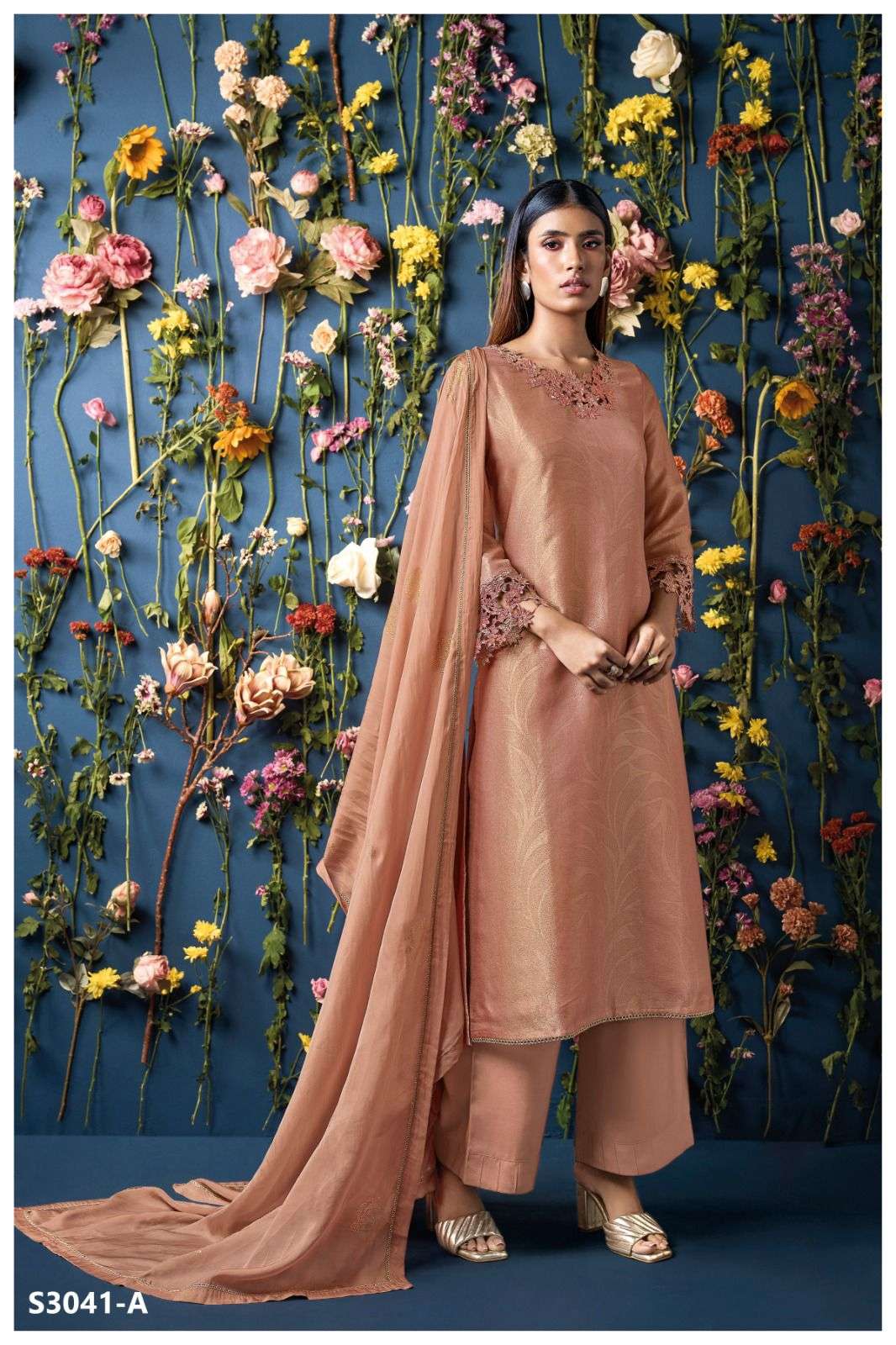 VATIKA BY GANGA FASHION  S3041-A TO S3041-B SERISE PURE VISCOSE SILK EMBROIDERED DRESS