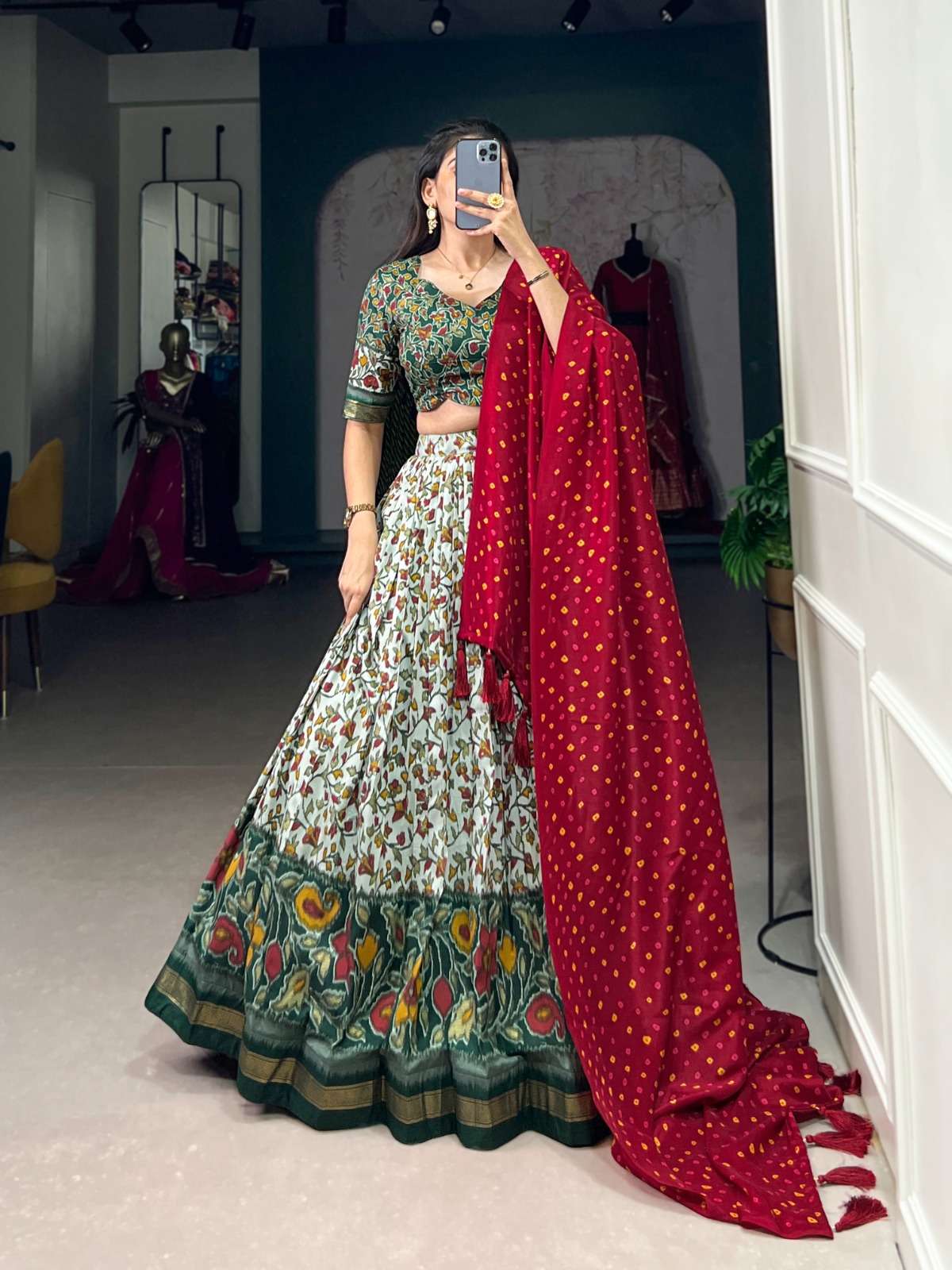 1217 COLOURS BY ASLIWHOLESALE DESIGNER TUSSAR SILK EMBROIDERY LEHENGA