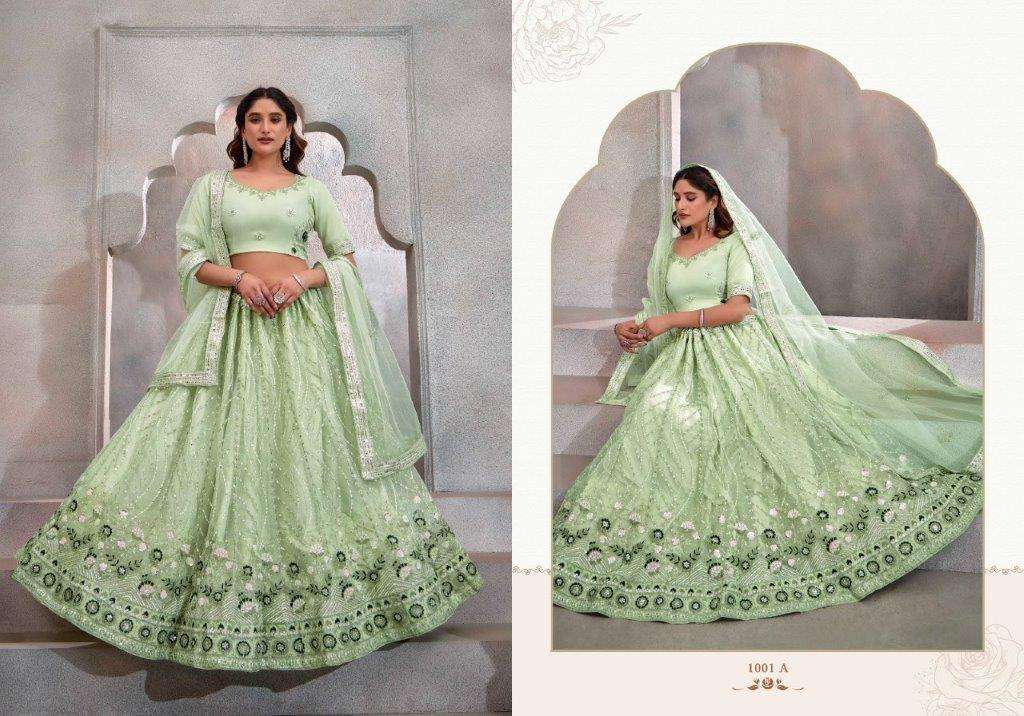 AAROHI BY ASLIWHOLESALE DESIGNER BUTTERFLY NET SEQUENCE EMBROIDERY LEHENGHAS