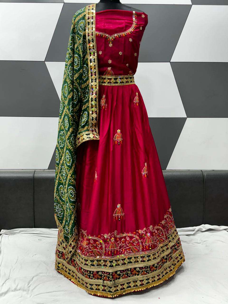 DN-16 HIT COLOUR BY ASLIWHOLESALE DESIGNER PURE CHINON SILK EMBROIDERY LEHENGHAS