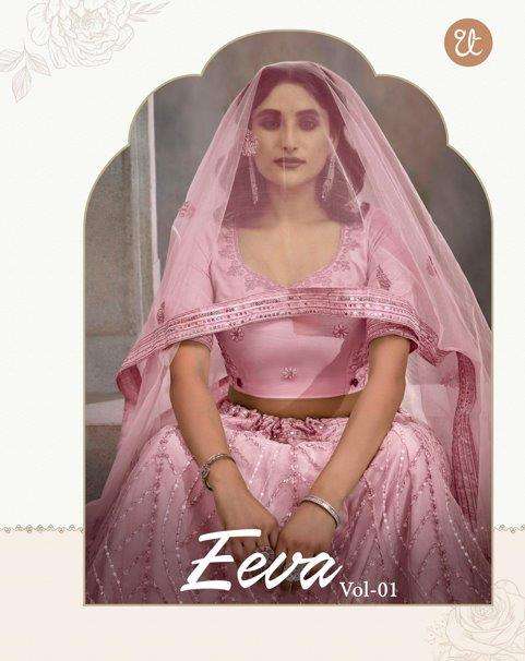 EEVA VOL-01 BY THREAD THRILL DESIGNER PURE BUTTERFLY NET EMBROIDERY LEHENGHAS