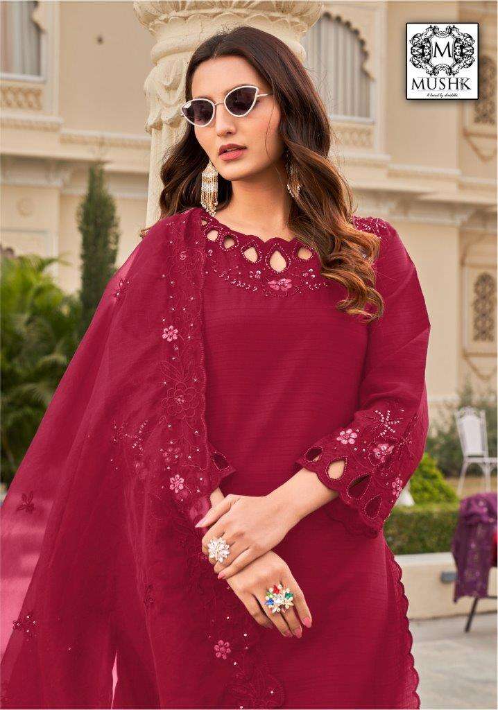 MR-1007 NX BY MUSHK DESIGNER HEAVY ROMAN SILK HEAVY EMBROIDERED DRESSES