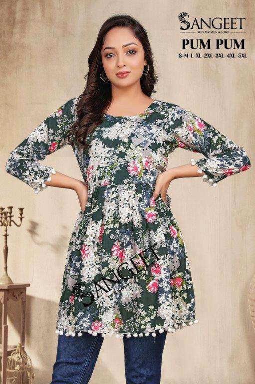 PUM PUM BY SANGEET DESIGNER PURE HEAVY RAYON PRINTED KURTIS