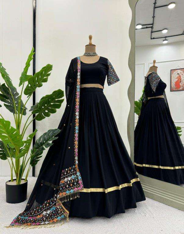 QRC-292 BY ASLIWHOLESALE DESIGNER PURE FAUX GEROGETTE LEHENGAS 