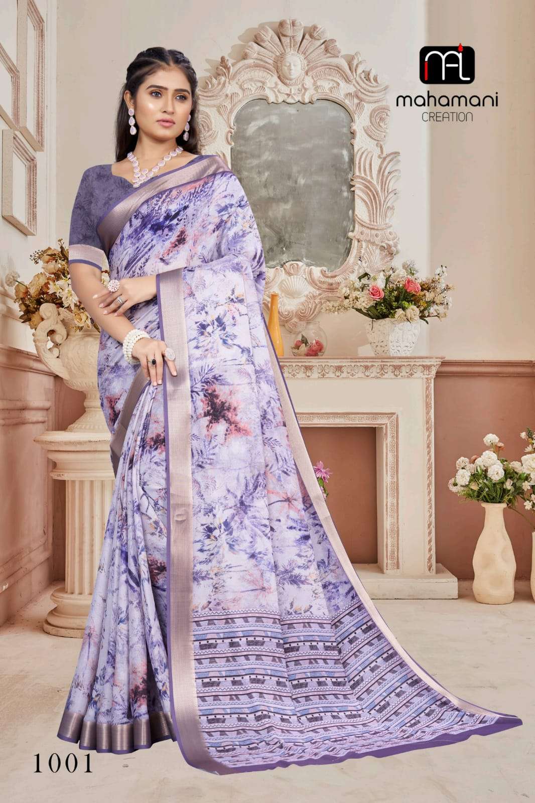 RAINBOW BY MAHAMANI CREATION PURE SATIN SILK ZARI WEAVING PRINTED SAREES