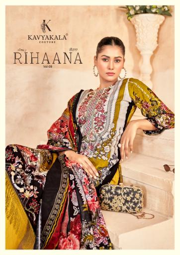 RIHAANA VOL-08 BY KAVYAKALA 1001 TO 1006 SERIES DESIGNER CAMBRIC PRINT DRESSES