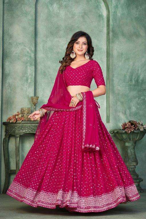 SENHORA BY ASLIWHOLESALE DESIGNER PURE GEROGETTE EMBROIDERED LEHENGAS