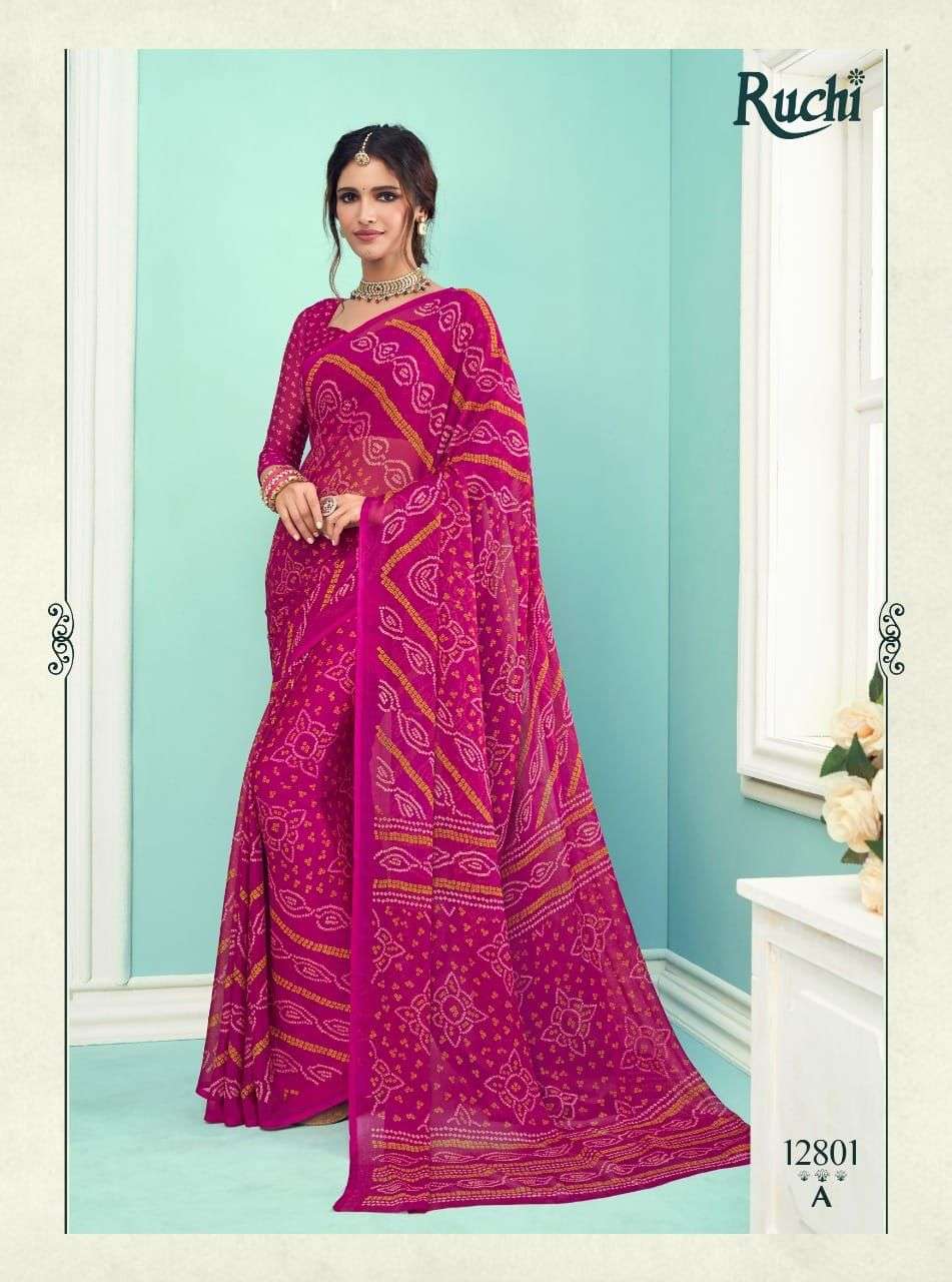 ruchi star chiffon 125th edition designer chiffon saree