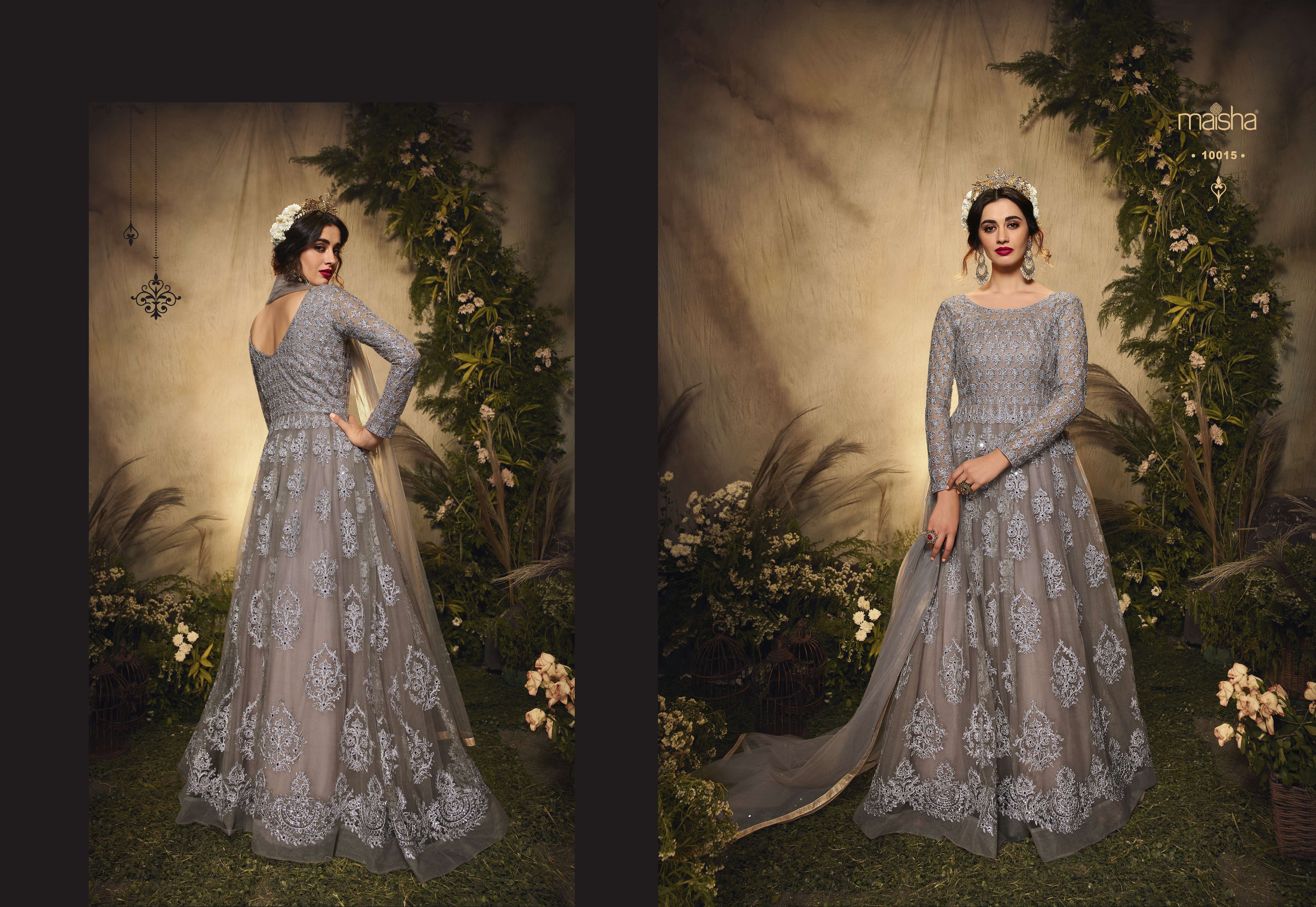 COLOR DESIGNER FANCY WEDDING PARTY WEAR LONG ANARKALI SALWAR SUIT IN NET  FABRIC SEMI STITCHED MATERIAL - shreematee - 4207531