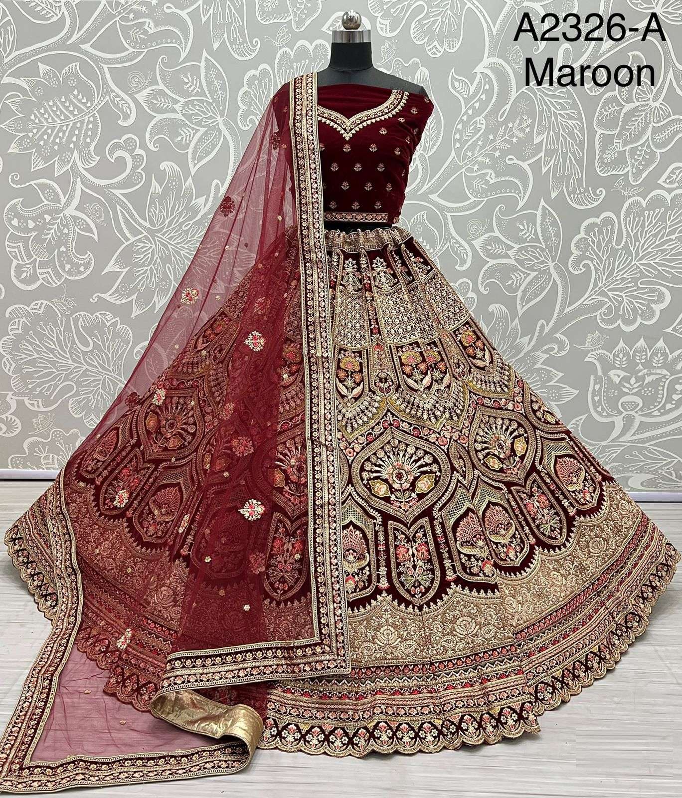 welwet Bridal Wear Multicolor Velvet Paisley Lehenga at Rs 1500 in Surat