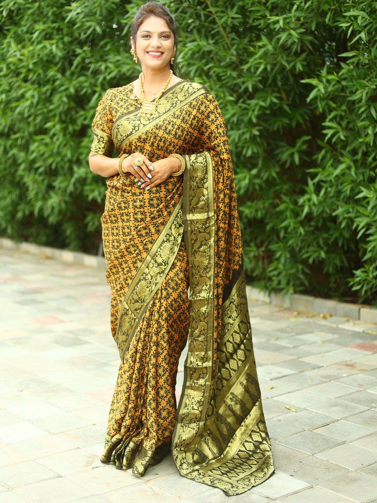 Buy authentic Ajrakh modal silk handblock printed saree online-AMOUNEE –  AMOUNEE - Handloom & Handicraft
