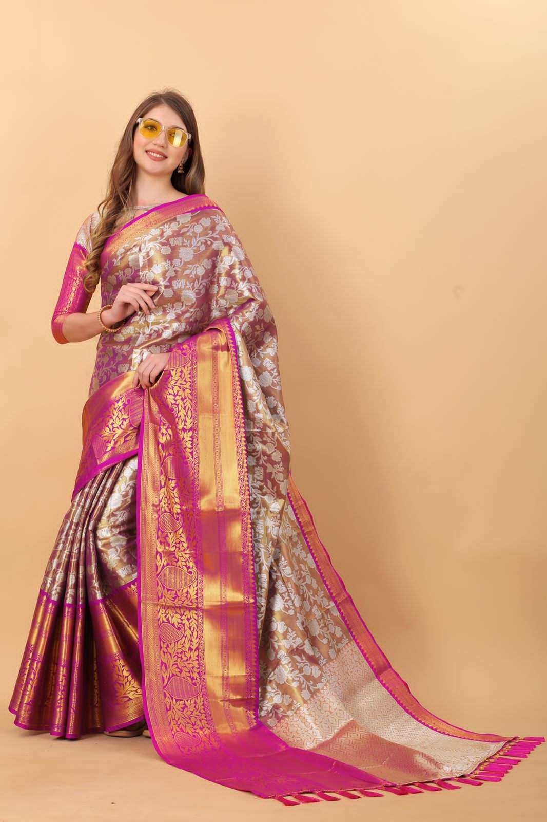 mitera saree review | silk saree for diwali | RARA | pink gold bridal saree  | banarasi saree review - YouTube
